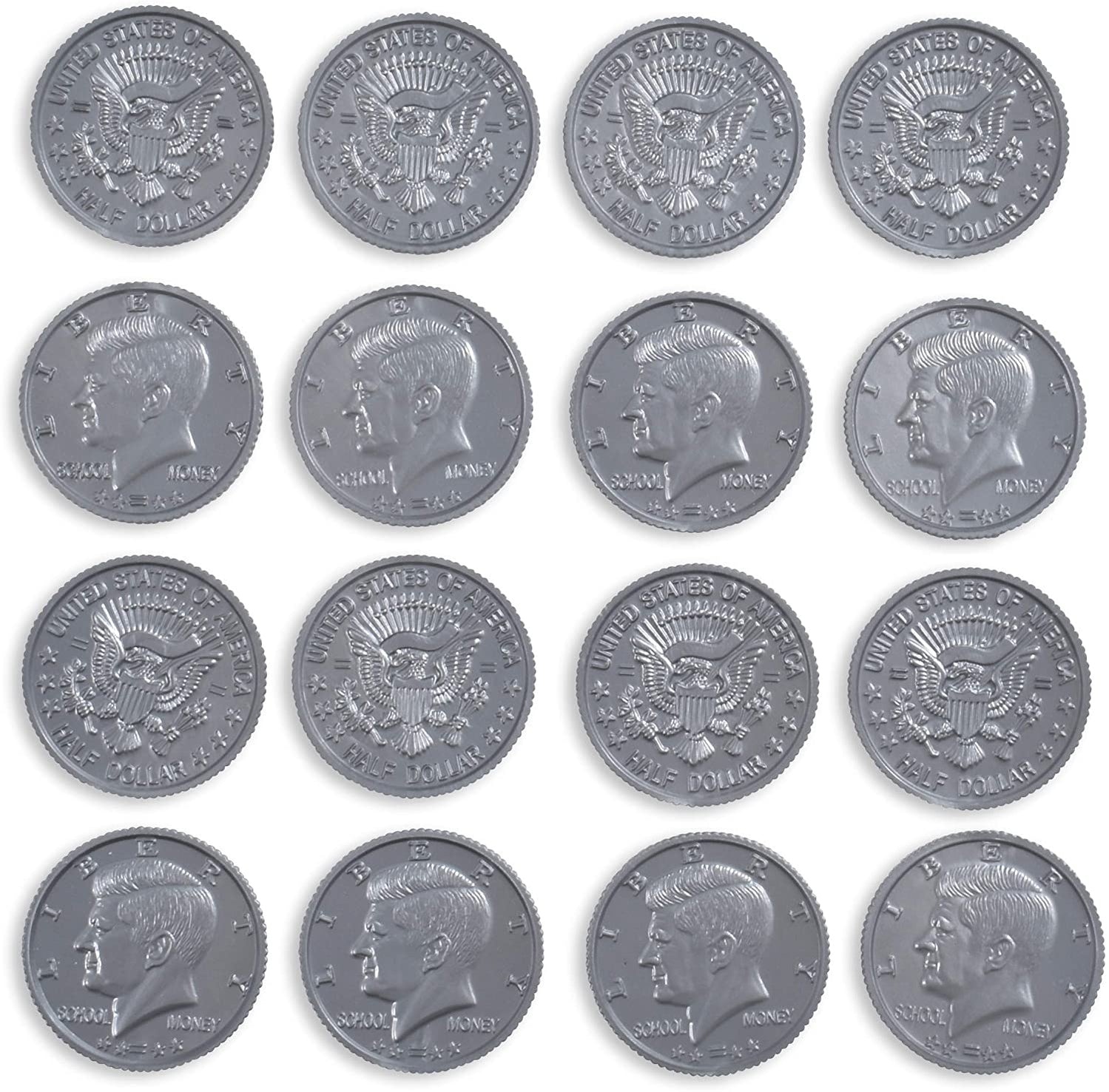 Learning Advantage Play Half Dollar Plastic Coins Set Of 50 — Cm School Supply 5788