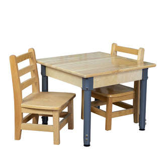 30" Square Hardwood Adjustable-Height Table w/ Chairs (10" Seat Height)