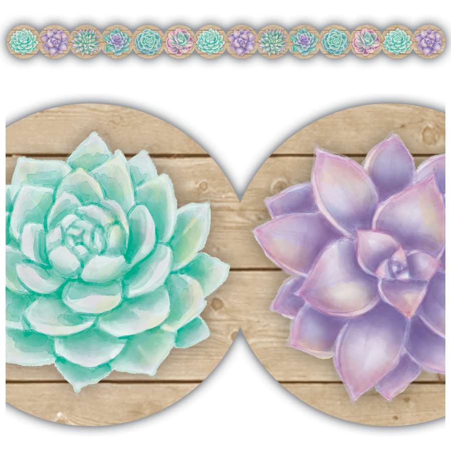 succulent bulletin board border Rustic Bloom Succulents Die-Cut Border Trim