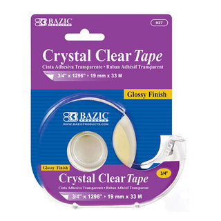 BAZIC 3/4" X 1296" Crystal Clear Tape w/ Dispenser