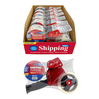 BAZIC Packaging Tape Dispenser w/ (2) 1.88" X 54.6 Yards Super Clear Tape