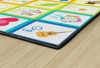 Rainbow Alphabet Cards Solid Squares Rug By Schoolgirl Style