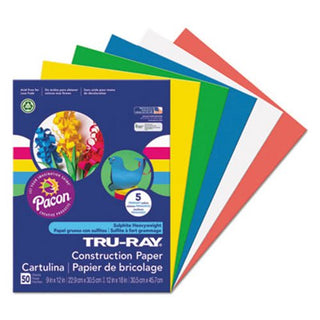 TRU-RAY CONSTRUCTION PAPER ASSORTED COLORS 9X12 50PKS(CASE) 2500 SHEETS