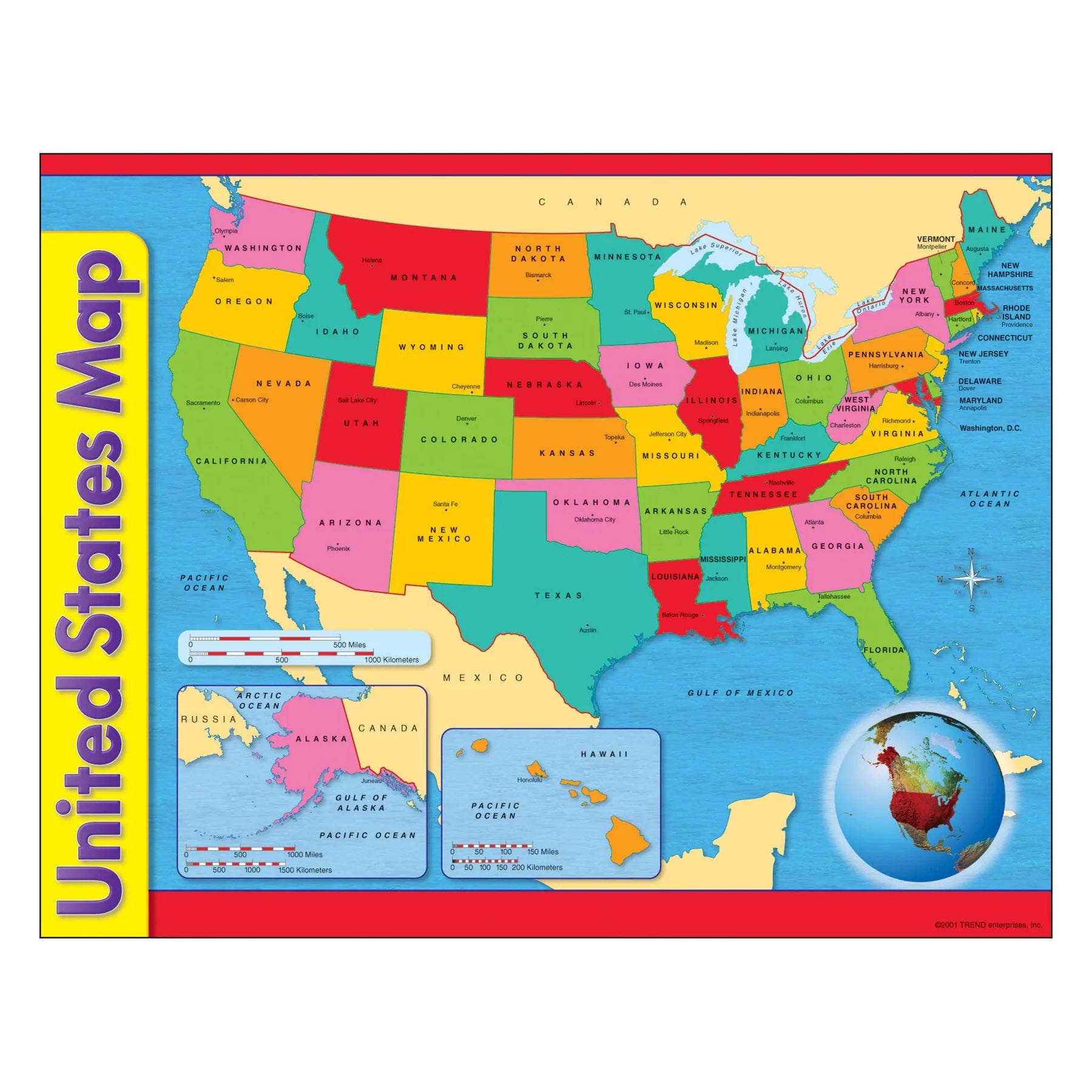 Us Map/chart Simple Learn The United States Map