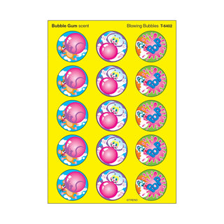 Blowing Bubbles, Bubblegum scent Scratch 'n Sniff Stinky Stickers® – Large Round