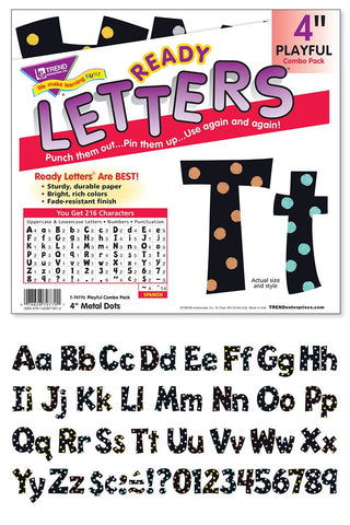 Metal Dots 4-Inch Playful Uppercase/Lowercase Combo Pack Ready Letters®