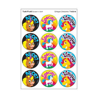 Unique Unicorns, Tutti-Frutti scent Scratch 'n Sniff Stinky Stickers® – Large Round