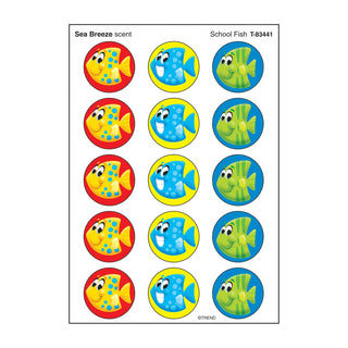 School Fish, Sea Breeze scent Scratch 'n Sniff Stinky Stickers® – Large Round