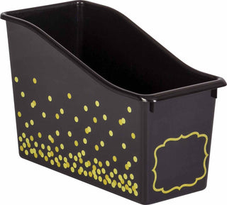 Teacher Created Resources Black Polka Dots Small Storage Bin Plastic