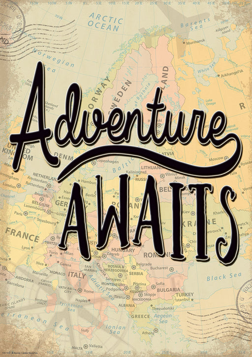 Vinyl Wall Decal Compass Adventure Awaits Inspiring Quote Stickers