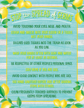 Lemon Zest Stop the Spread of Germs Chart