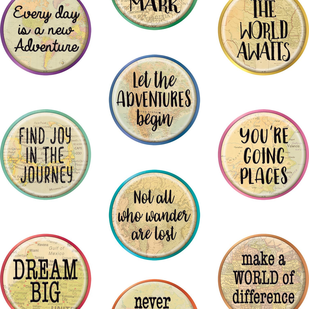 Travel the Map Positive Sayings Accents - TCR8809 — CM School Supply