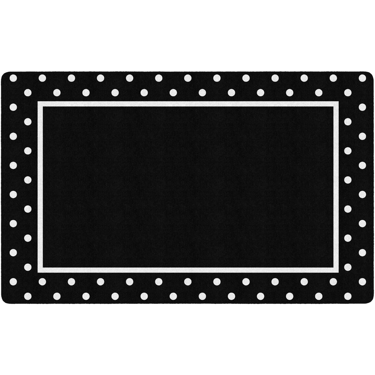  Bardic Polka Dot Half Round Door Mat, White Black Dot