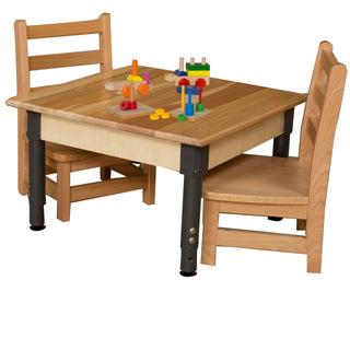 24" Square Hardwood Table with Adjustable Legs 12"-17"
