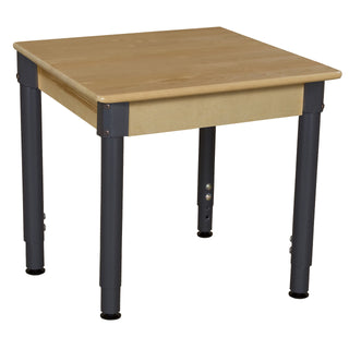 24" Square Hardwood Table with Adjustable Legs 18"-29"