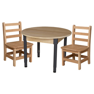 30" Round Hardwood Adjustable-Height Table w/ Chairs (11" Seat Height)