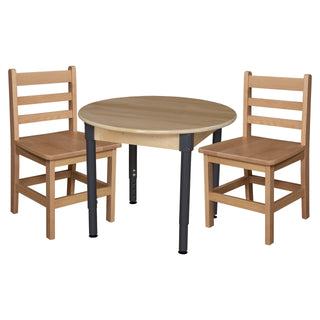 30" Round Hardwood Adjustable-Height Table w/ Chairs (15" Seat Height)