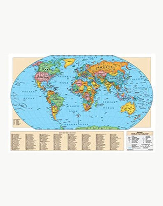 World Map Laminated 49"W x 33"H