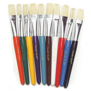 Beginner Paint Brushes 7-1/2" Long, 10 Brushes, Assorted Colors