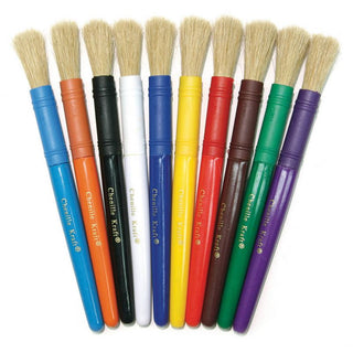 Beginner Paint Brushes 7" Long, 10 Brushes, Assorted Colors