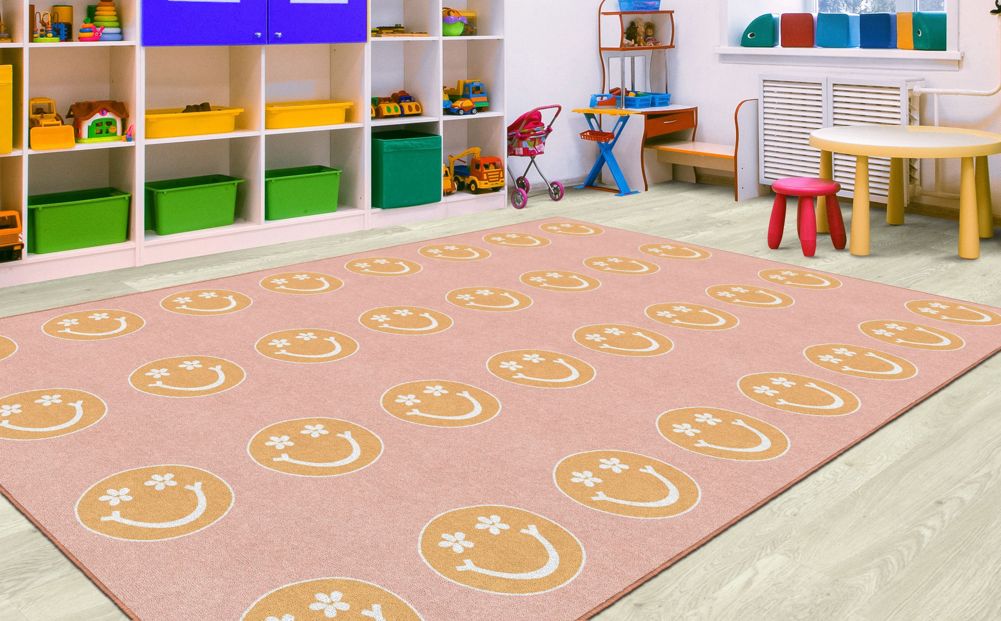Smiley Face Classroom Rug Pink