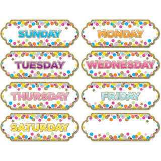 Magnetic Die-Cut Timesavers & Labels, Confetti Days Of The Week