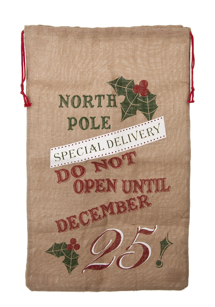 North Pole Burlap Santa Bag