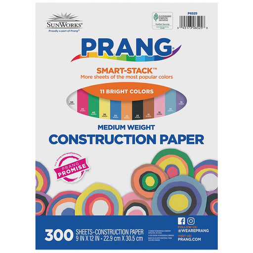 Pacon Lightweight Construction Paper, 9 x 12 Inch, 50 lb, Assorted Colors,  Pack of 500