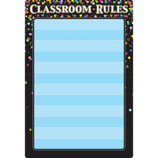 Black Confetti Classroom Rules 13" X 19" Smart Poly® Chart