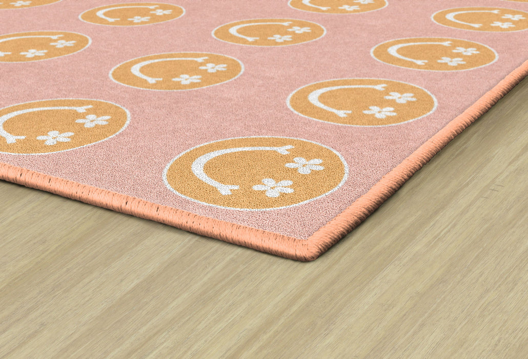 Smiley Face Classroom Rug | Pink Smiley Face Flower Rug — CM School Supply