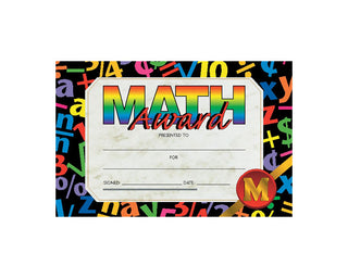 Math Award Mini Certificate, 8.5" x 5.5" - Pack of 25