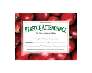 Certificate of Perfect Attendance, 8.5" x 11" - Pack of 30