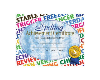 Spelling Achievement Certificate, 8.5" x 11" - Pack of 30