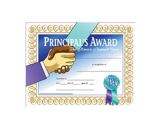Principal's Award Certificate, 8.5" x 11" - Pack of 30