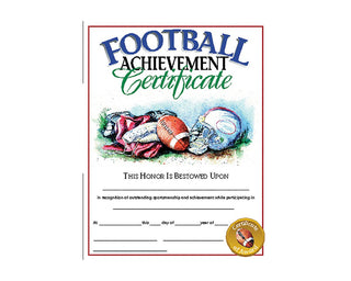 Football Achievement Certificate - VA596, Pack of 30, 8.5" x 11"