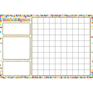 Smart Poly® Chart 13"X19", Confetti Hundred Squares